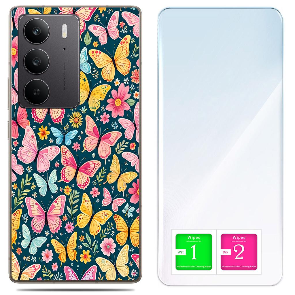 Etui Do Realme C75 / 14X 5G Obudowa Foto Case Plecki Motyle + Szkło 9H