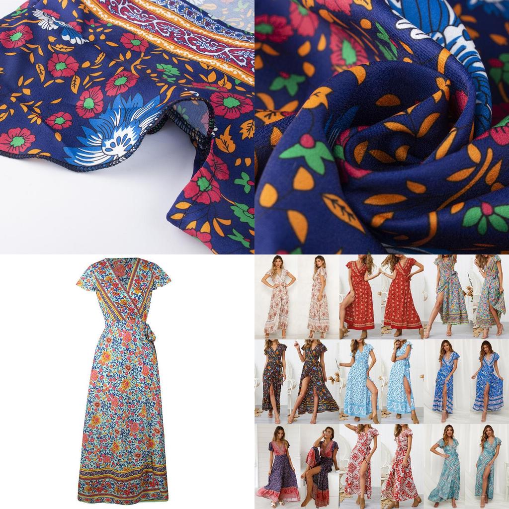 Женское платье-макси с запахом, летнее, бохо, с цветочным принтом пейсли, для создания непринужденного стиля