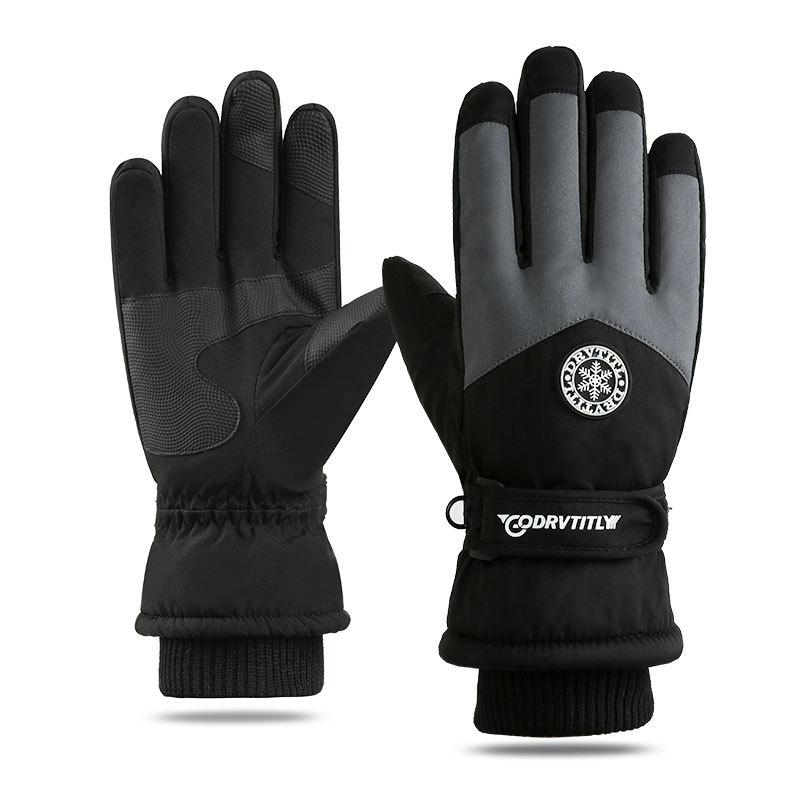 Autumn and Winter Ski Gloves for Men and Women Couples Cycling Sports Plus Velvet Thickened Windproof Waterproof Cold Touch Screen Warm Gloves