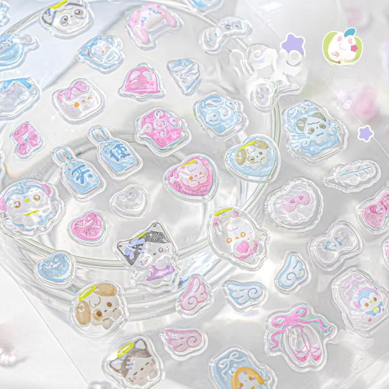 Кристальные 3D Пухлые Наклейки для Детей Блестящие Мультяшные Милые Желейные Наклейки для DIY Декора Чехол для Телефона Скрапбукинг Журналинг Наклейка