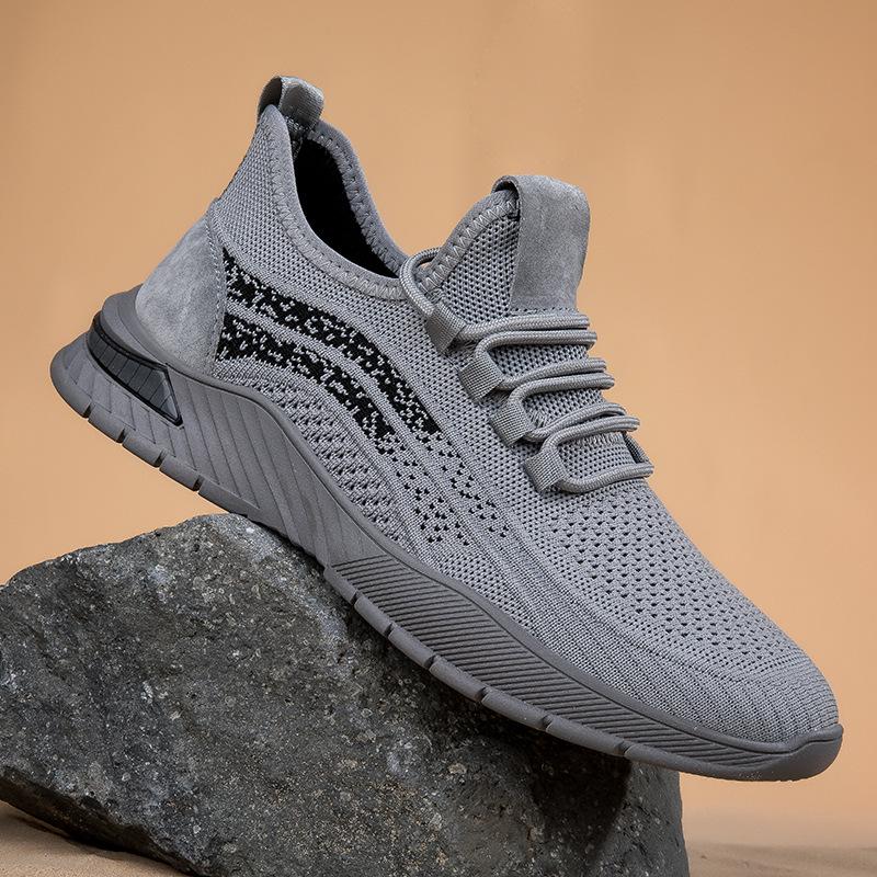 Мужские весенние повседневные кроссовки Flyknit - Мягкая подошва, дышащие, низкий вырез и перфорированный дизайн