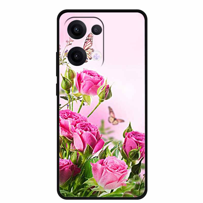 Чехол для Oppo Reno13 5G Мягкий ТПУ Милый Мультяшный Силиконовый Задний Чехол для Телефона Oppo Reno 13 Pro Чехлы Reno13Pro 13Pro 5G Черный Корпус