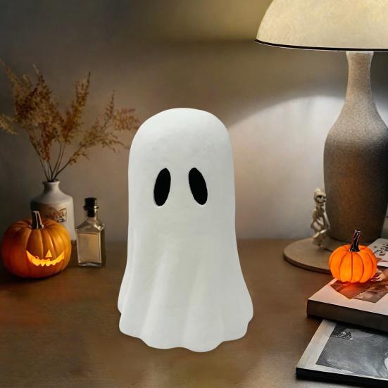 Фигурка призрака на Хэллоуин, жуткая маленькая белая статуэтка призрака из смолы, настольное украшение для дома на Хэллоуин, для украшения полок и столов.