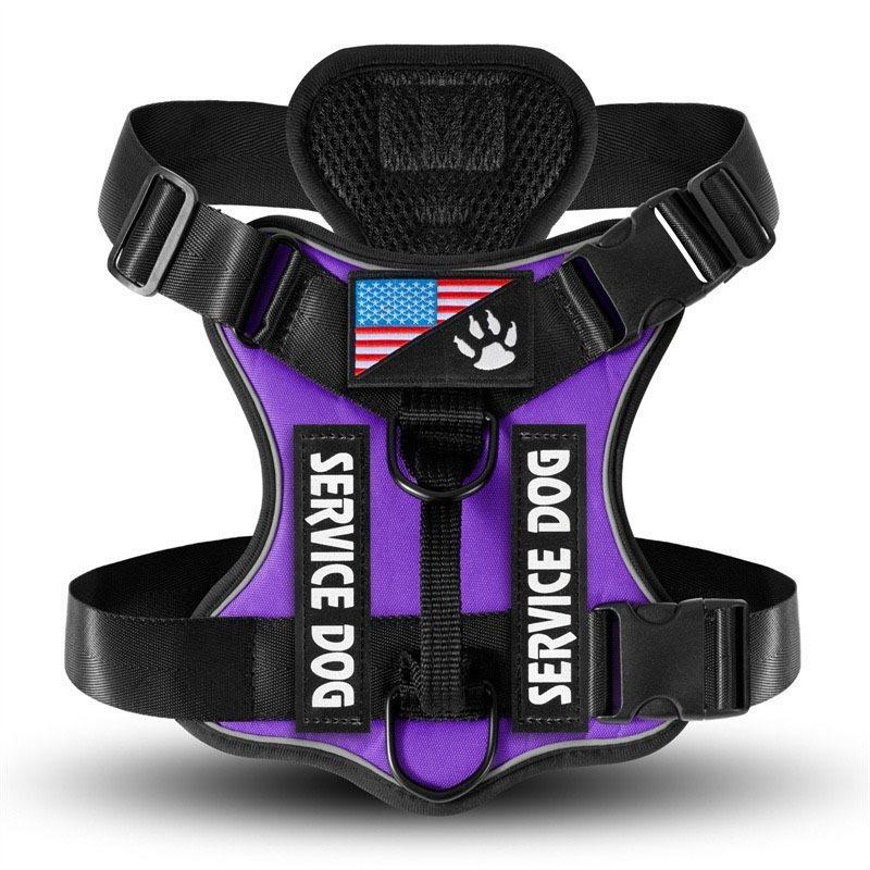 Service Dog Harness, Reflective Dog Vest Harness with 5 PCS Patches, Adjustable Soft Oxford Pet Harness, Inner Layer Mesh, Easy