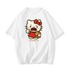 2026 Футболка Hello Kitty из мягкого хлопка с коротким рукавом и круглым вырезом, милый принт, легкий летний топ для женщин, повседневная одежда