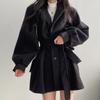 Korean Version of Chic Autumn and Winter Loose Style Coat Women's Woolen Suit Collar Mid-length Woolen Coat Women