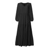 Autumn Women's Fashion V-neck Long Sleeve Solid Color Street Temperament Large Pendulum Dress