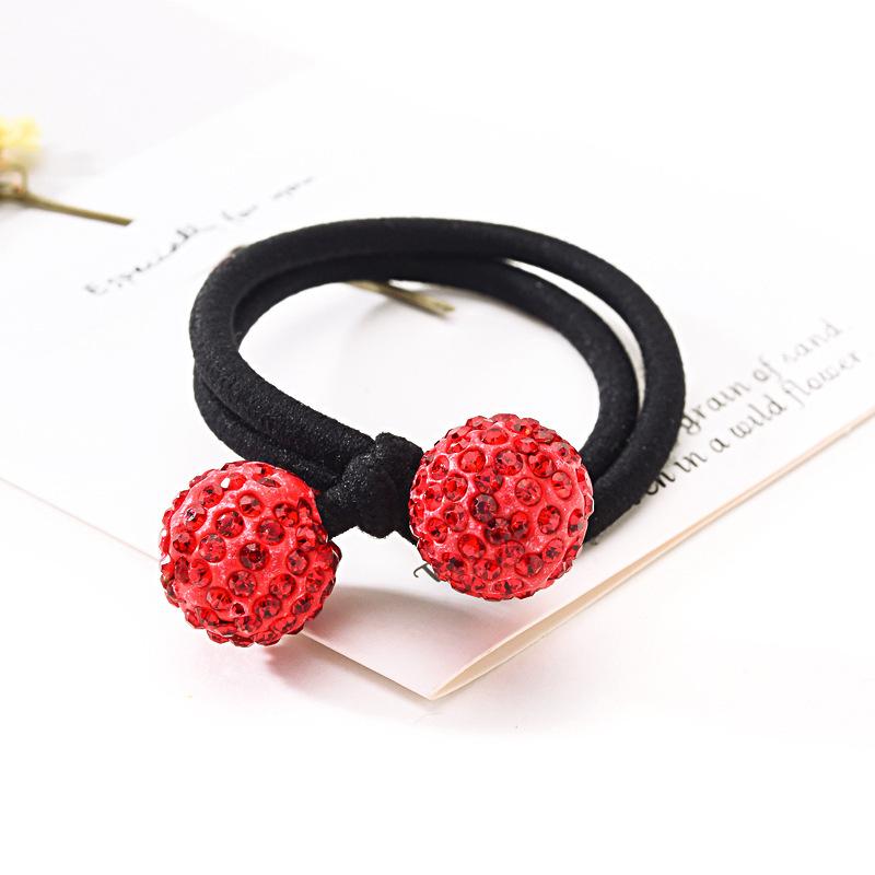 Многоцветные резинки для волос с шариками из страз, корейские резинки два-в-одном, эластичные, держатели для хвостика, резинки для волос, женские, детские аксессуары для волос