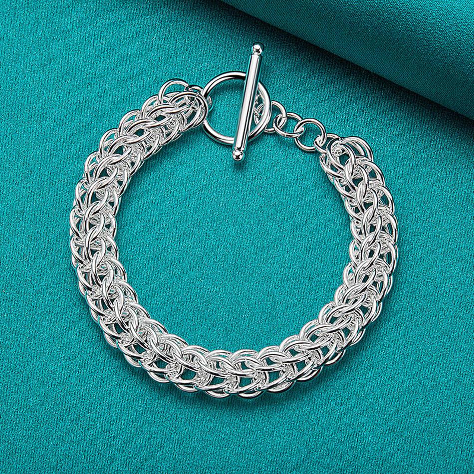 925 Sterling Silver Multi Circle Bracelet For Women Fashion Wedding Party Charm Jewelry