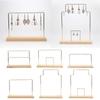 Functional Metal Jewelry Holder Durable Metal Jewelry Stand with Wood Base Holder for Store Counter Display