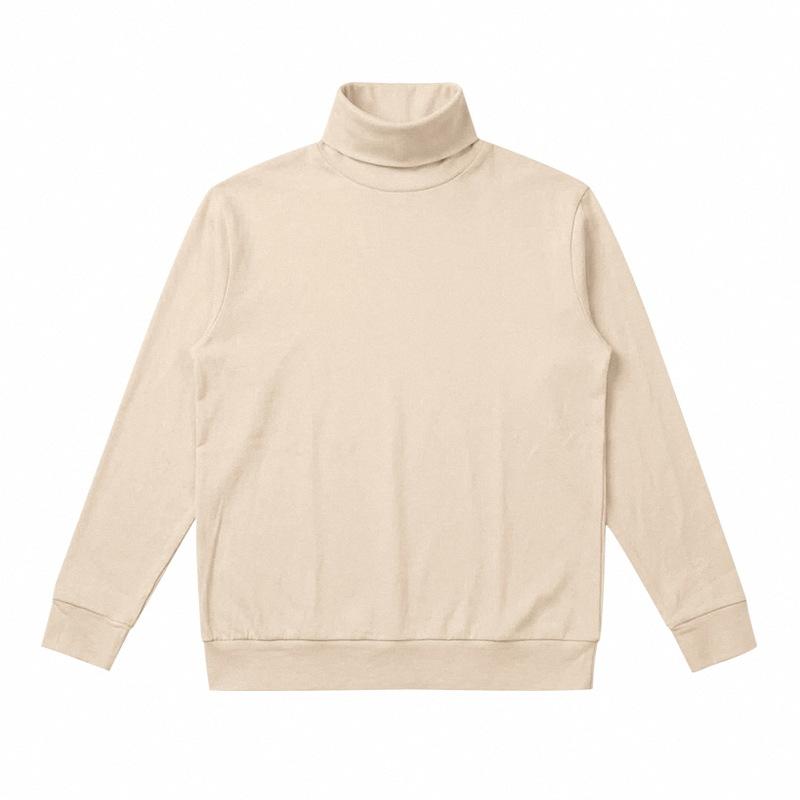 Casual High Neck Long Sleeve Fitted Solid Color Men S Basic T Shirt