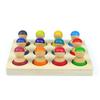 Montessori Sorting Board Puzzle Game Solid Wood Rainbow/Macaron Color Tray Villain Bead Color Cognition Matching Educational Toy