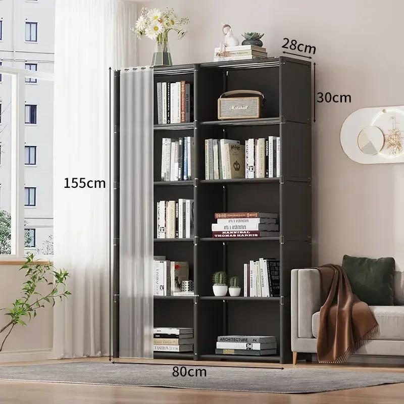 Dustproof Bookshelf Strong Load-bearing Capacity Cloth Wardrobe Simple Wardrobe Simple High-capacity Multipurpose Storage Rack