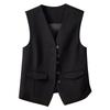 Casual Street Style Vest Elegant Women's V Neck Sleeveless Business Vest Solid Color Single-breasted Waistcoat Stylish for Work