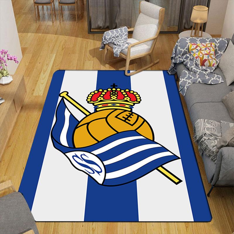 Real Sociedad Pattern Rug Floor Mat for Living Room or Bedroom Soft and Comfortable Carpet a Gift for Birthday and Holiday.