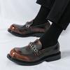 New Arrival Men Metal Chain Thick Soled Half Slippers Loafer Male Casual Brown Black Mules Moccasins Breathable Driving Shoes