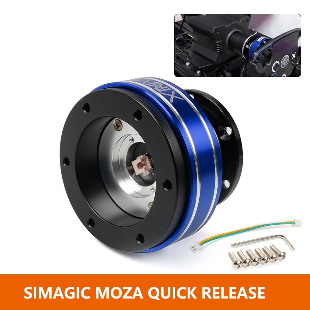 ZS Steering Wheel Hub Adapter, 6-Hole, 70mm, for Racing Simulator Games, M-OZA S-imagic M10 A/Mini European Trucks (Blue)