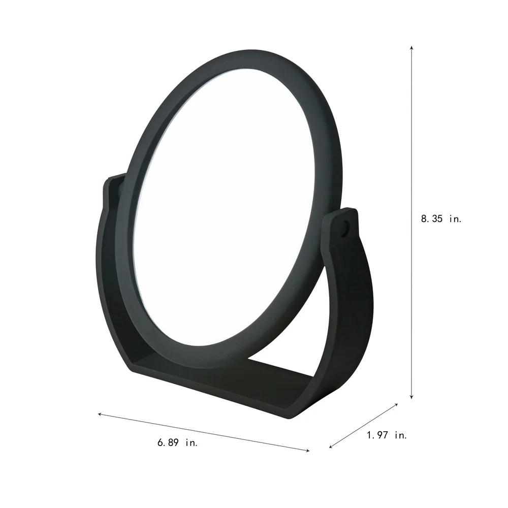 Поворотное двустороннее зеркало для макияжа с 10-кратным увеличением, прорезиненное, настольное, идеально для комодов, столов и туалетных столиков