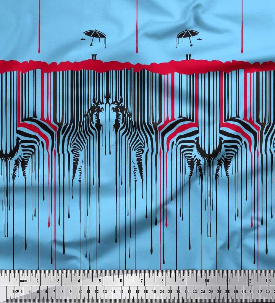 Soimoi Японский креп-сатин, ткань с принтом в виде зонтика и кожи зебры, 42 дюйма по метрам