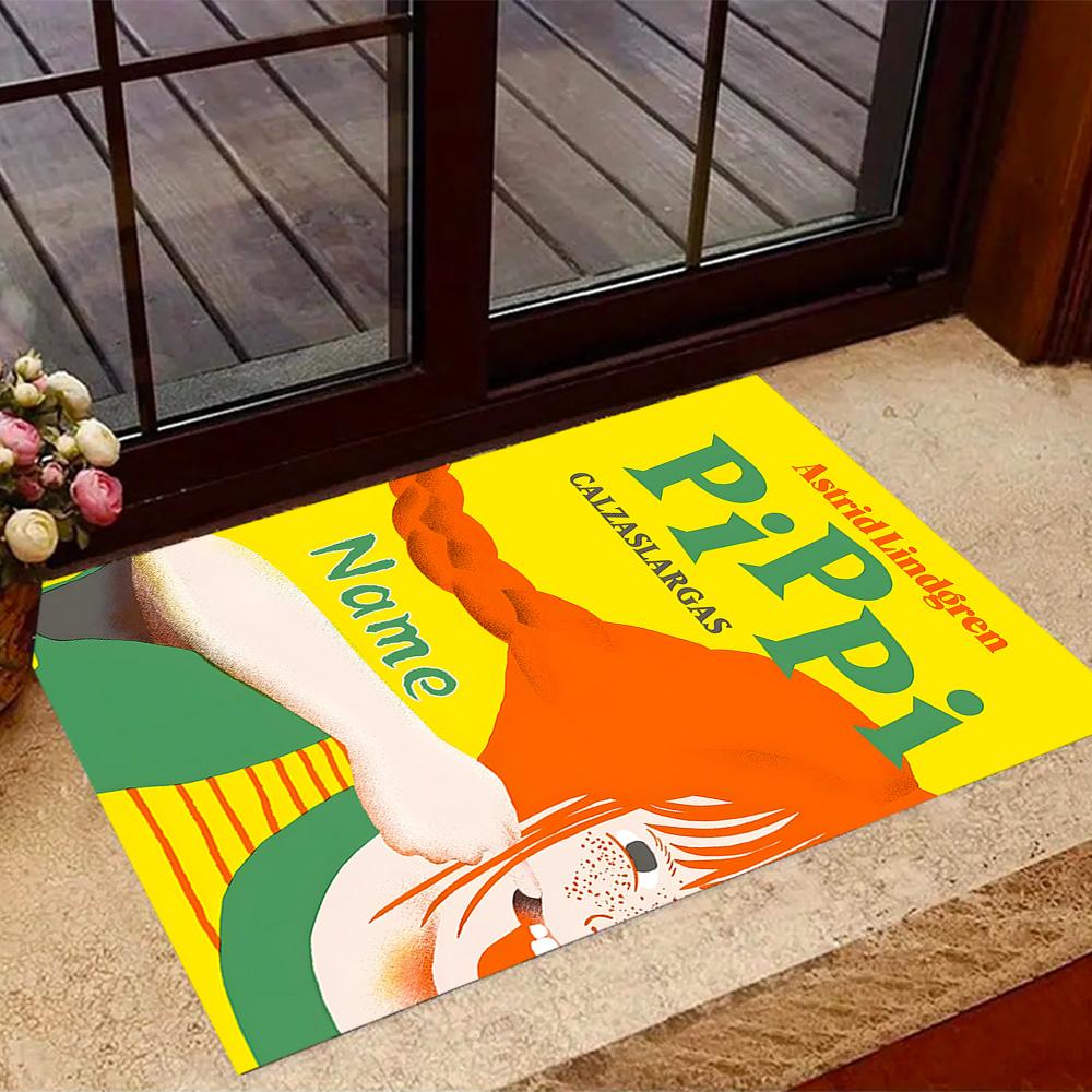 Pippi Monkey Friend. Customized Name Area Rug Suitable for Dormitory Hallway Playrooms Dining Room Anti-slip Rug Office home decor