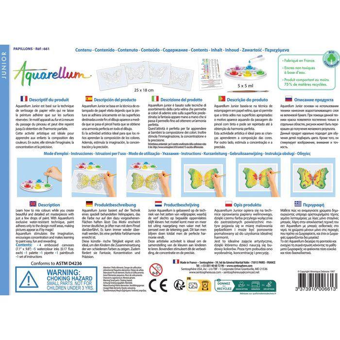 Peinture aquerelle - SENTOSPHERE - Aquarellum Junior - Papillons - 5 couleurs - Sertissage sur papier Vélin - Des 5 ans