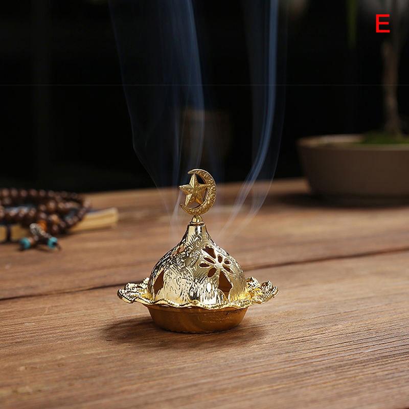 1PC Incense Burner Hollow Golden Tower Oil Burner Arab Style Censer Holder For Home