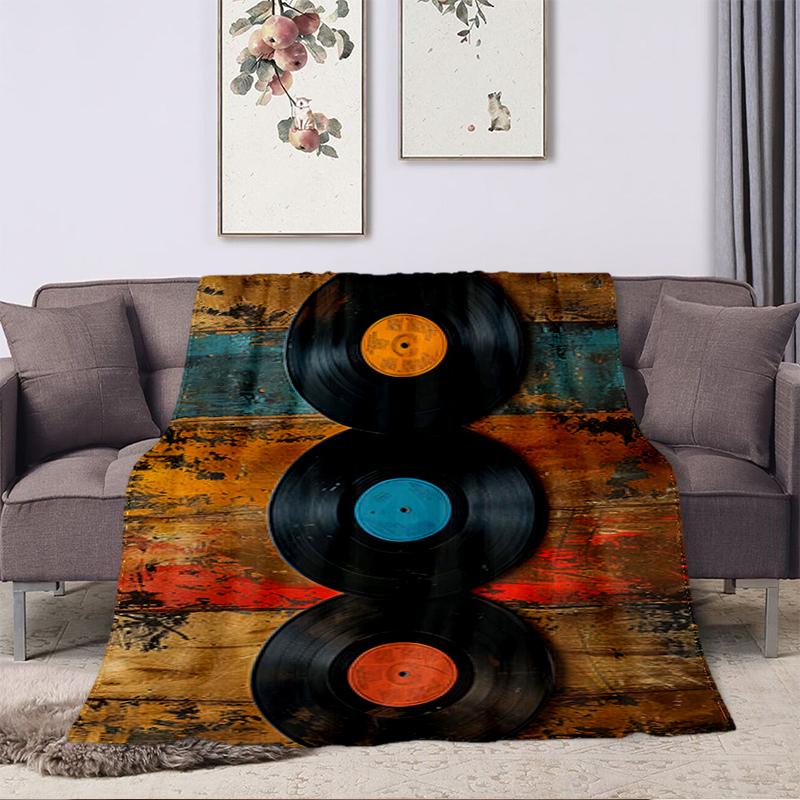1PC Music Records printed blanket, all season lightweight home office outdoor nap multifunctional blanket A13