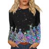 Женская модная повседневная винтажная декоративная футболка с цветочным принтом и круглым вырезом, длинным рукавом, топ