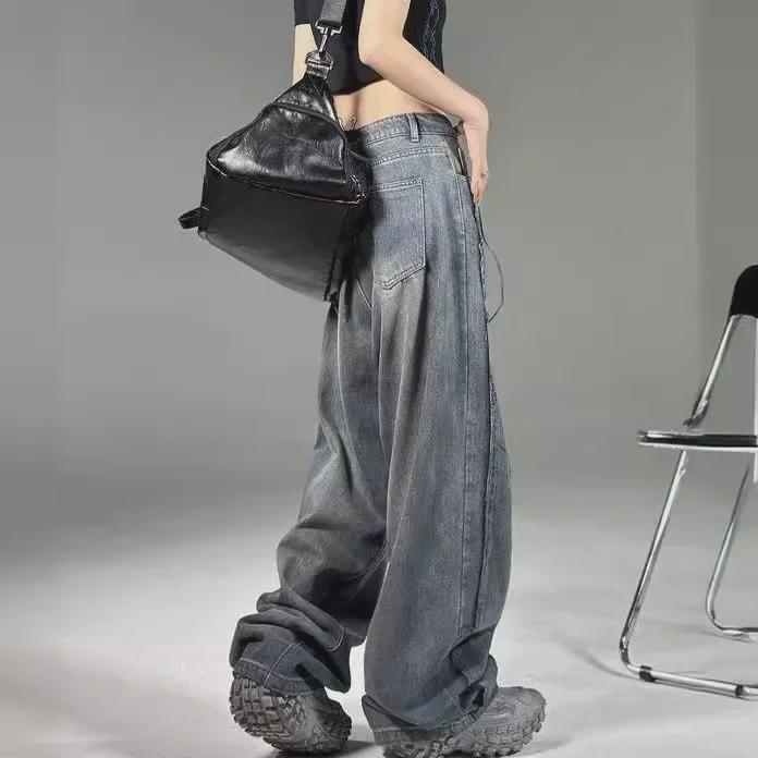 2023 Мужские джинсы High Street American Wide-Leg — модные свободные прямые брюки на осень