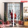 2pcs 2D Flat Printing Christmas Party Curtain Santa Claus Christmas Trees Gifts 100% Polyester Fabric Without Electricity