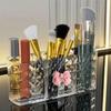 1Pc Cute Makeup Brush Storage Box With Multiple Compartments And Bow Decoration