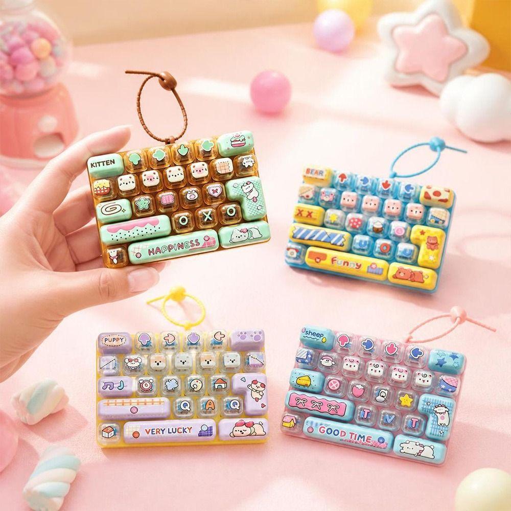 Hanging Stress Relief Fidget Toy Transparent Bag Pendant Cute Keyboard Keychain Toy Bag Charm