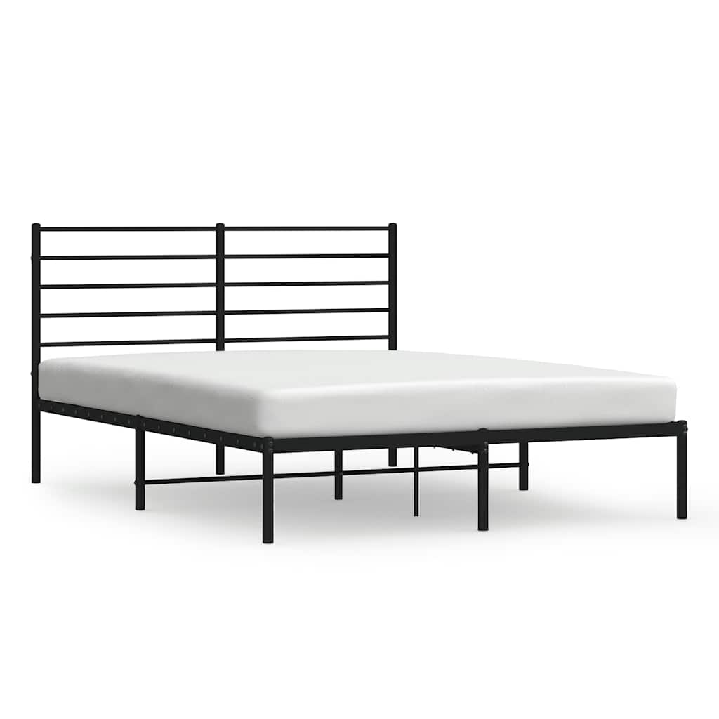 Metal Bed Frame with Headboard Black 120 x 200 cm