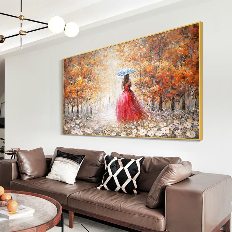 Nordic Landscape Oil Painting Printed On Canvas Modern Women Wall Art Scandinavian Posters Canvas Art Picture for Living Room