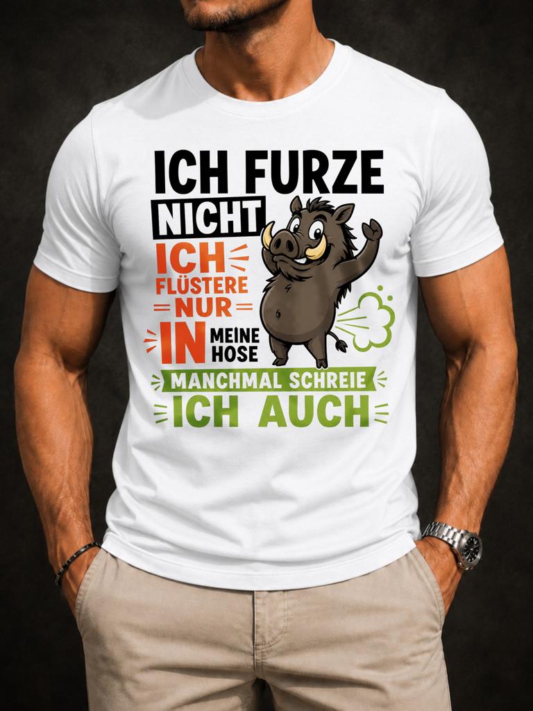 Funny Boar Gerunisex Text Graphic With Smiling Wild Pig Green Sound Cloud And Bold Ich Flustere Nur Unisex All TShirt
