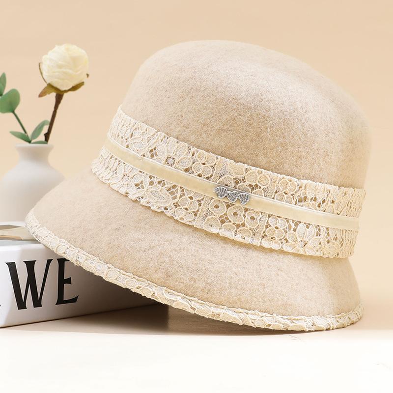 Женская шляпа-ведро из 100% чистой шерсти, осенне-зимняя, элегантная, с теплым верхом, шляпа для мамы