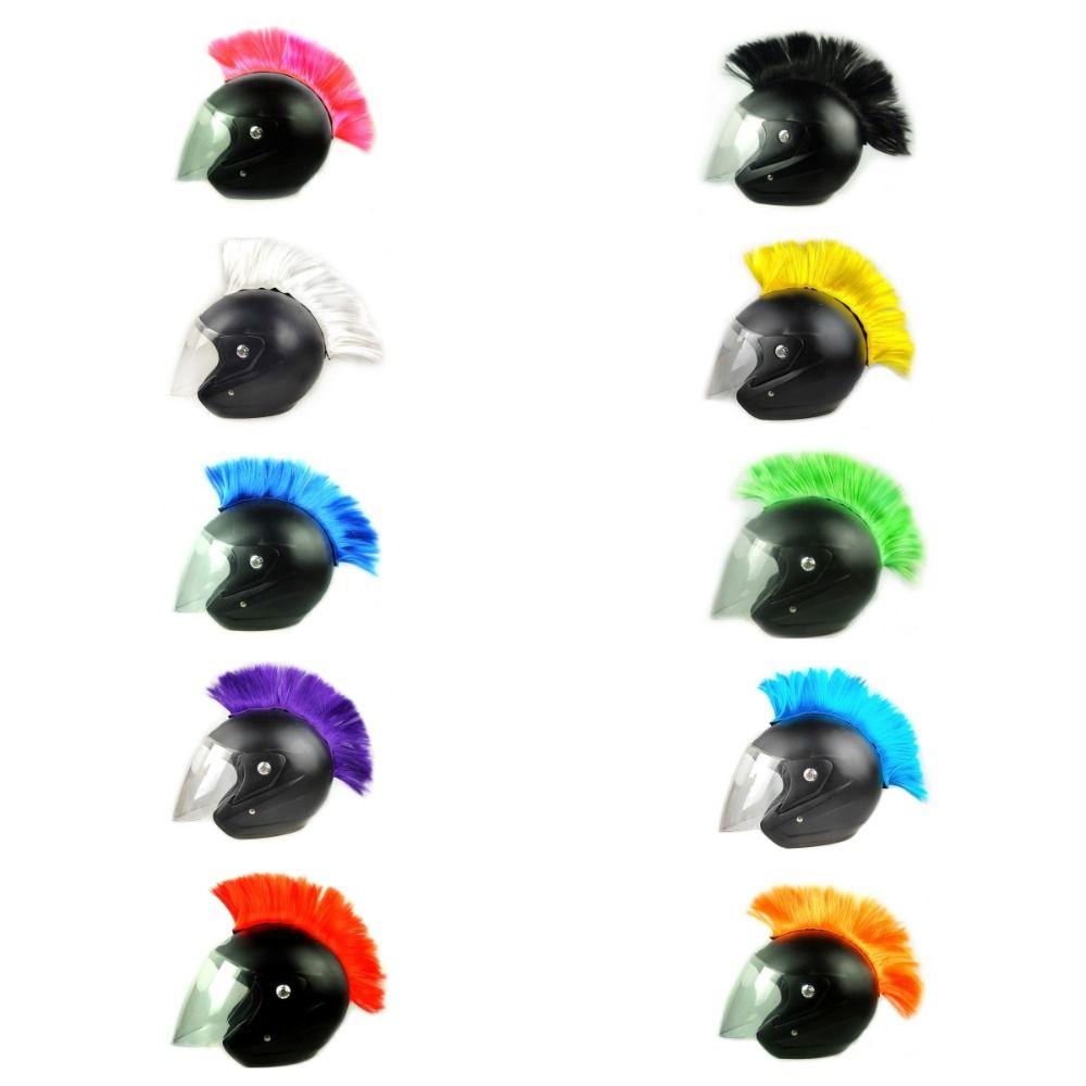 Punk Mohawk Helmet Wig Sticker Paste Helmet Decoration Hair DIY Cockscomb Helmet Wig Motocross