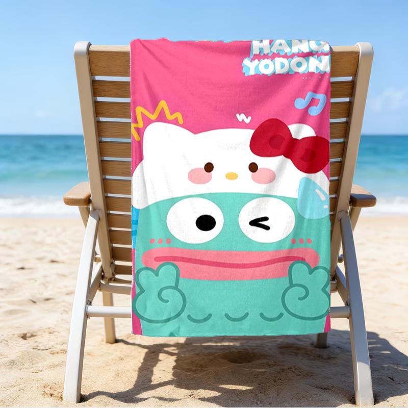 proof beach towel with a Sanrio Clownfish Handun pattern - soft,absorbent,quick-drying,machine washable - perfect for swimming,camping,bathing