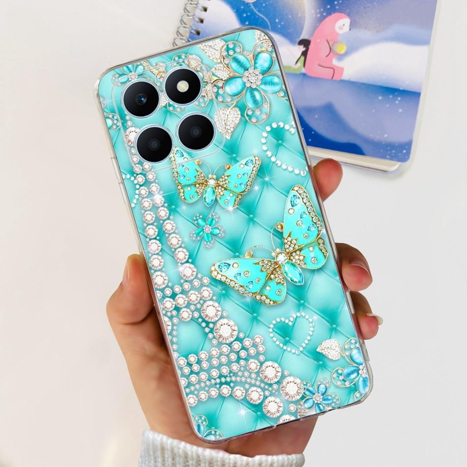 For Honor X6a Phone Case HonorX6a X 6A 4G WDY-LX1 Cute Butterfly Flower Painted Soft Silicone TPU Back Cover Bumper
