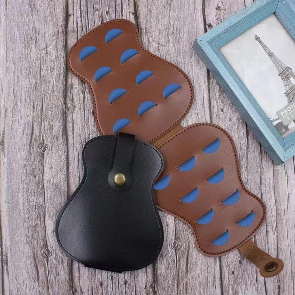 Colorful Guitar Picks Holder Case PU Leather Guitar Plectrums Bag Picks Storage Pouch Box Bass