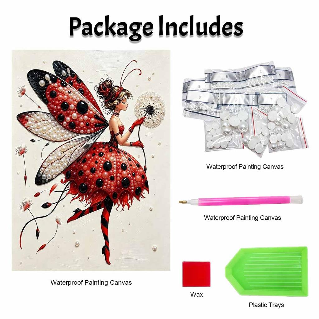 Pearl painting set 5D pearl mosaic art style Ladybug Fairy dandelion aesthetic home wall decoration.