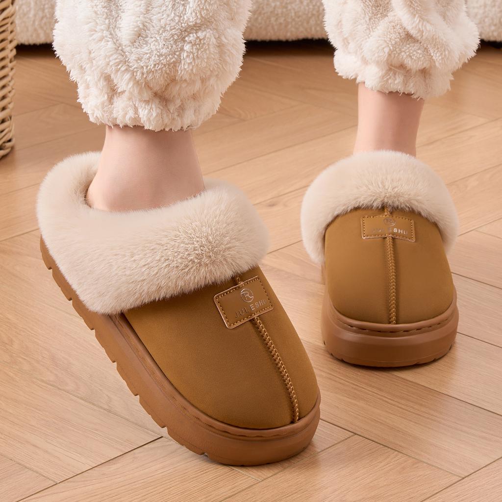 Simple High-grade Plush Cotton Slippers Autumn and Winter Piled Thickened Non-slip Warm Antibacterial Deodorant Cotton Mop