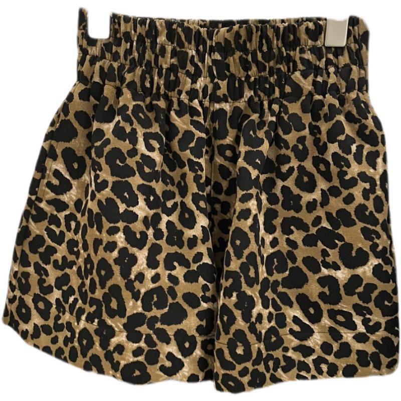Women's XL Leopard Print High-Waist Elastic Slim Shorts - New Summer Fashion Style for Sizes 2-300 Lbs