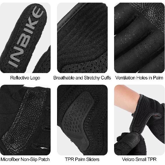 INBIKE Motorcycle Gloves for Men/Women, Leather Stitching Breathable Mesh, TPR Palm Sliders, Touchscreen Motorbike Gloves for ATV BMX MTB Riding