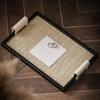 Rectangle Leather Wooden Tray Black/Beige Cake Fruit Dessert Tray  Coffee Table