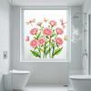 Static Glass Sticker, Soft Roses Decal with Dragonflies And Butterflies, No Glue Waterproof Sunproof Window Film for Bedroom Living Room Balcony