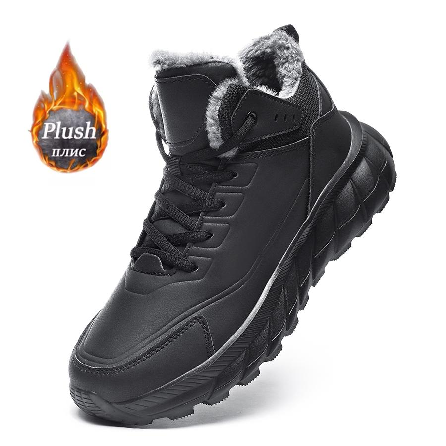 Fashion New Men's Boots Plush Flat Bottom Shoes for Men Waterproof Snow Boot Winter Super Warm Outdoor Comfortable Hiking Male Shoe