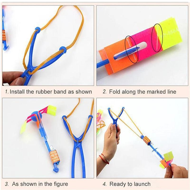 5 ШТ. Ракета Вертолет Летающая Игрушка Удивительная Летающая Стрела Светодиодная Подсветка Игрушки для Детской Вечеринки Фотореквизит Веселые Подарки Резиновая Рогатка