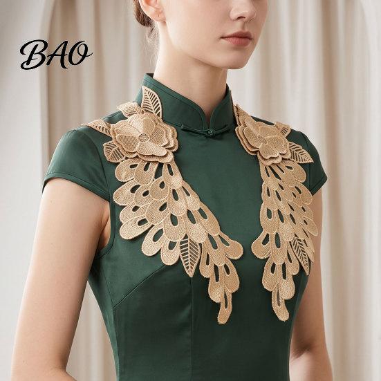 DIY Garment Sewing Supplies 2Pcs Embroidery Patches for Wedding Dress, Water-soluble Lace Applique, Floral Bridal Gown Patch Motif Sew on Sticker,