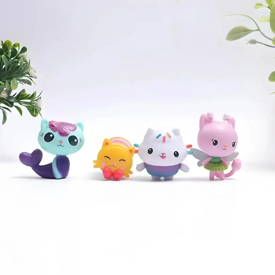 13 шт. Кукольный домик Габи Вечеринка Аниме Аксессуары Ручная работа Кукольный домик Детская игрушка Кукла-кошка ПВХ Модель Украшение Подарок на день рождения